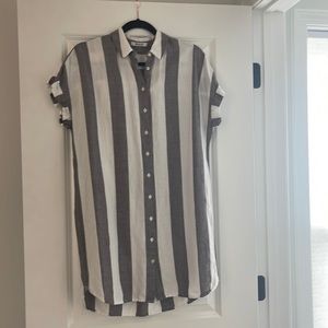 Striped short sleeve shirt dress